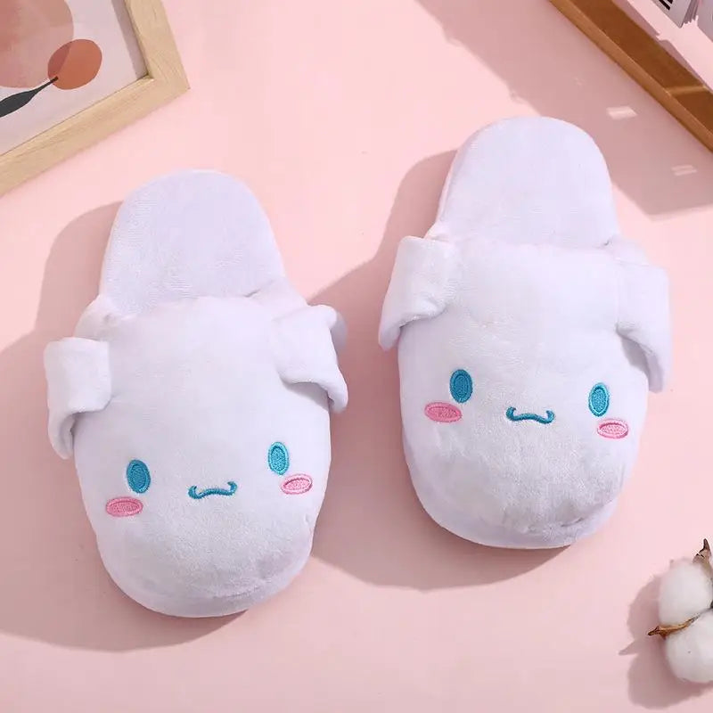 Plush Animal Slippers With Fun Embroidered Designs