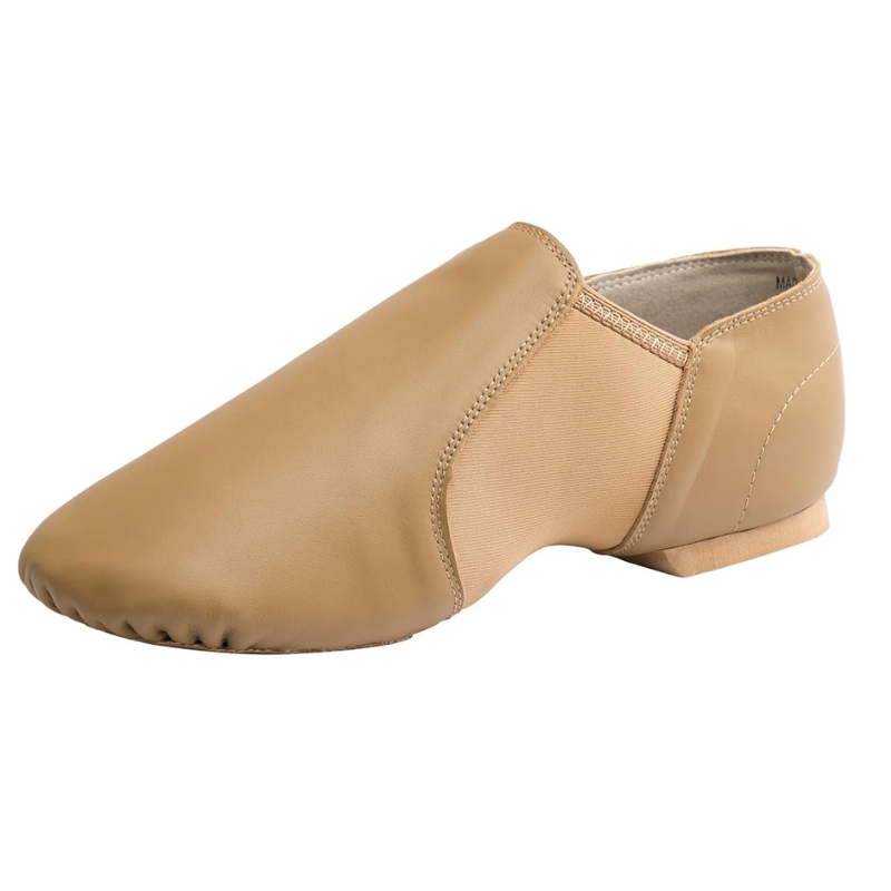 Leather Upper Jazz Shoes Slip-On With Flexible Sole For Dance Practice