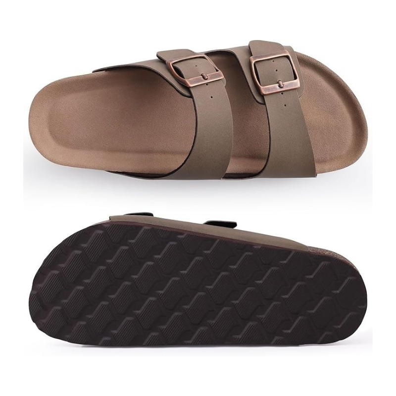 Cork Footbed Sandals With Non Slip Sole And Adjustable Buckle