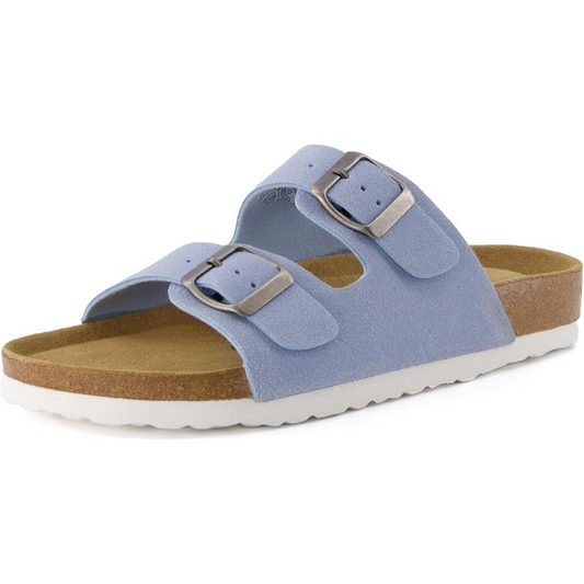 Double-Strap Adjustable Cork Footbed Sandals With EVA Sole And Buckles - Comfy Platform Shoes