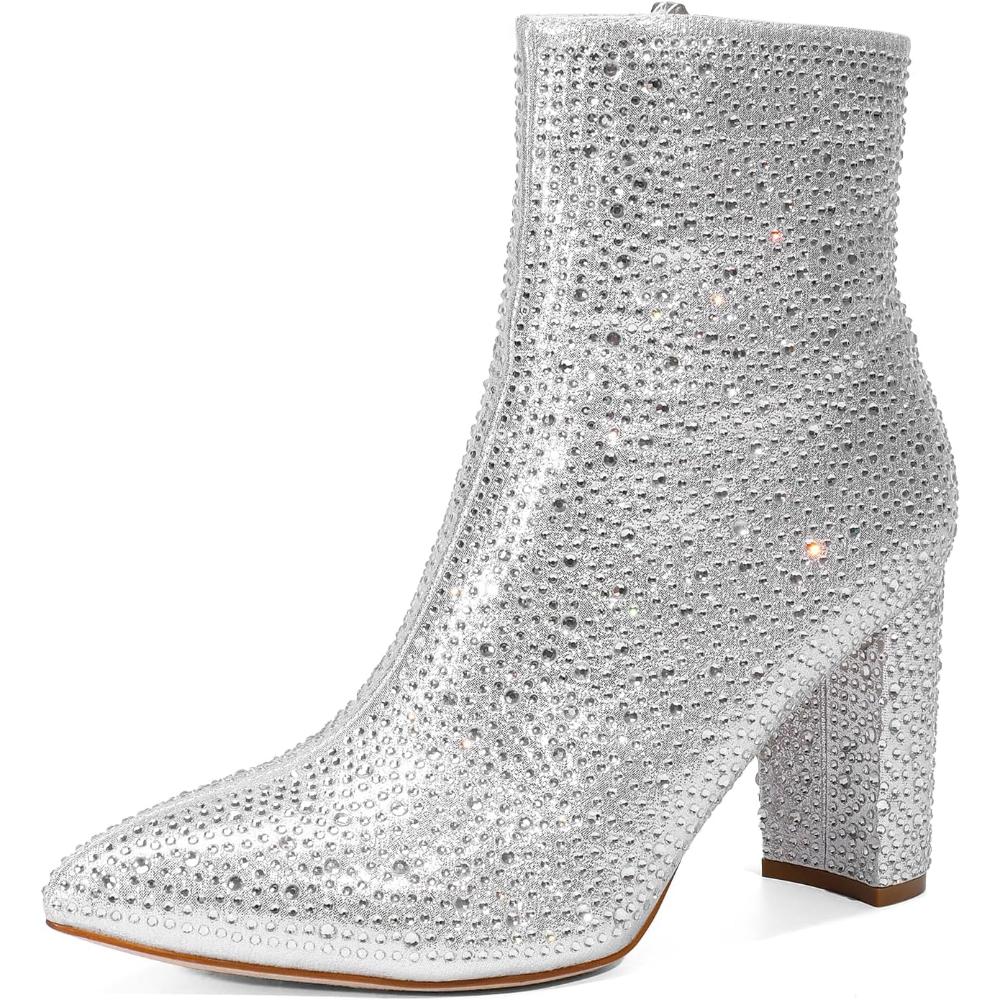 Rhinestone Embellished Chunky Sole Boots