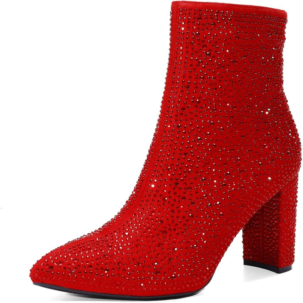 Rhinestone Embellished Chunky Sole Boots