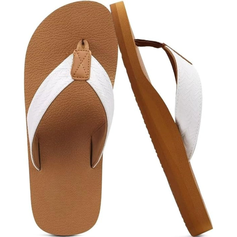Leather Slip-On Sandals With Cushioned Sole For Arch Support
