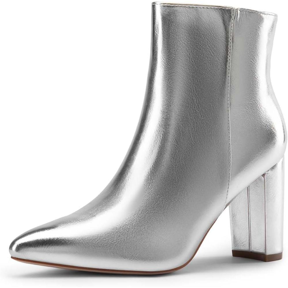 Pointed Design Block Style Boots