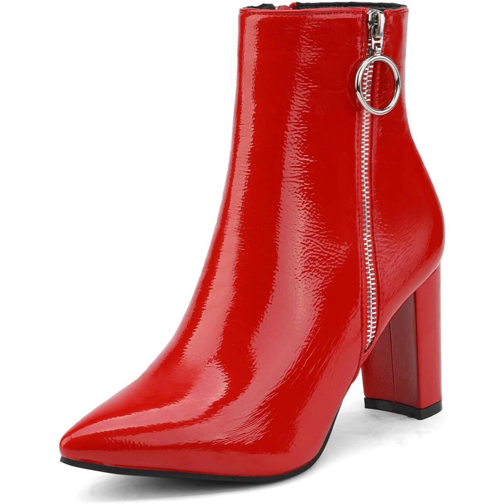 Pointed Design Side Zipper Block Boots