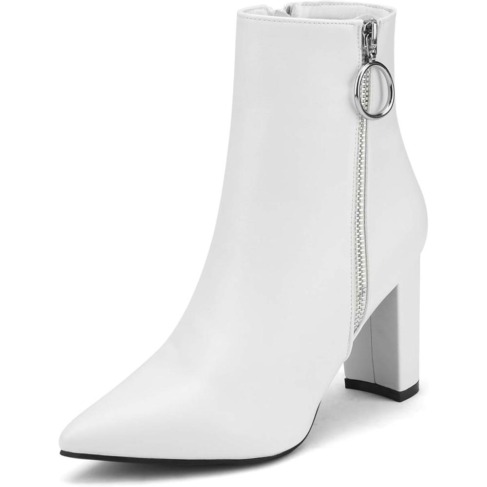 Pointed Design Side Zipper Block Boots